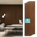 4-Sheet 93" X 12" Textured Wood-Look 3D Wall And Ceiling Tiles Noise Insulating MDF Grille Design, 31 Sq.Ft Coverage with Screws X56