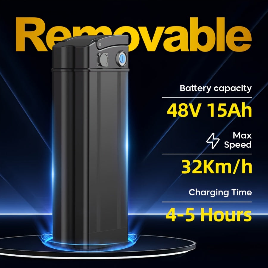 Electric Bicycle Battery, 48V 15Ah, Range Of 40km, Fully Charges In 3-6 Hours, Compatible with Various Models Such As GS5/GS5/GE5, Uses High-capacity Cells, Safe And Reliable, Charger Included.