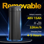 Electric Bicycle Battery, 48V 15Ah, Range Of 40km, Fully Charges In 3-6 Hours, Compatible with Various Models Such As GS5/GS5/GE5, Uses High-capacity Cells, Safe And Reliable, Charger Included.