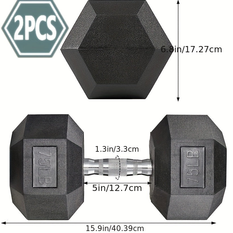 Rubber-Coated Hex Dumbbell Set, 60–85 lb Pair Options for Weightlifting and Strength Training