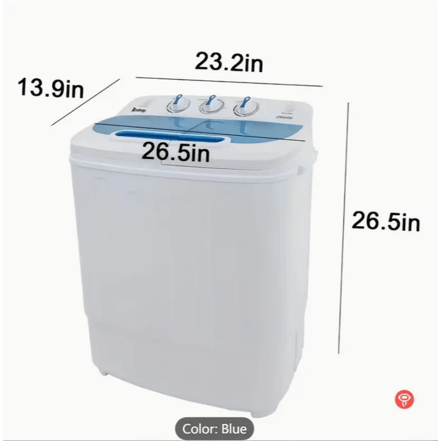 Portable Twin-Tub Washer, 9 lb Wash and 6 lb Spin Capacity for Apartments, Dorms, RVs and Small-Space Laundry