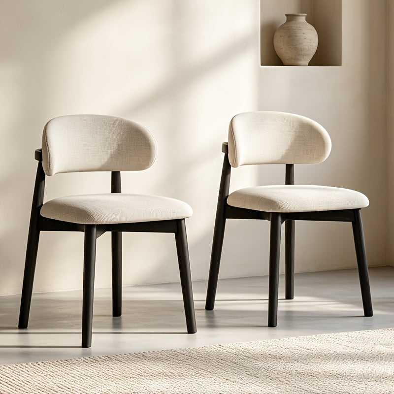 Medieval Modern Style Dining Chair Set (2pcs/4pcs Set) with Curved Backrest, Ergonomic Cushioned Chair Surface, Natural Wooden Legs with Adjustable Anti Slip Foot Pads, Sturdy Frame, Suitable for Kitchens, Restaurants, Cafes, And Dining Rooms