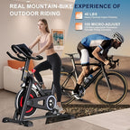 CRYSTAL FIT Indoor Exercise Bike, Cycling Bike Plus Magnetic Resistance/Brake Pad Stationary Bike with Tablet Holder LCD Monitor 300lbs Weight Capacity &Upgraded Comfortable Seat Cushion