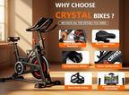 CRYSTAL FIT Indoor Exercise Bike, Cycling Bike Plus Magnetic Resistance/Brake Pad Stationary Bike with Tablet Holder LCD Monitor 300lbs Weight Capacity &Upgraded Comfortable Seat Cushion