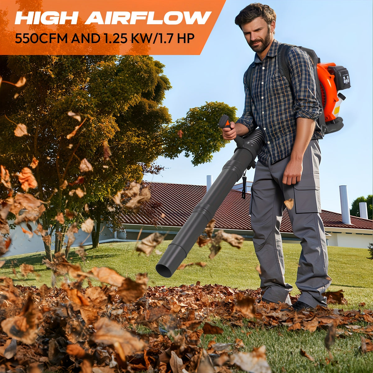 Leaf Blower, 52CC Gas Backpack Leaf Blowers For Lawn Yard, Garden Cleanup Tool, 2 Stroke Snow Blower For Lawn Care Yard Dust Debris