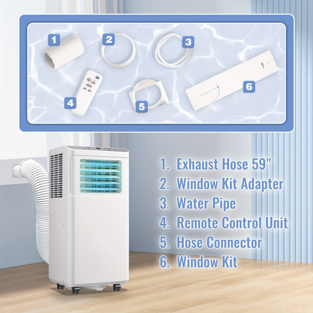 Portable Air Conditioner 8000 BTU(4400 BTU SACC), AC Unit with Dehumidifier Fan 3-in-1. Ft. Portable AC with Remote Control, 24H Timer, Digital Display,40dB Low Noise for Bedroom, Living Room, Dorms, Office