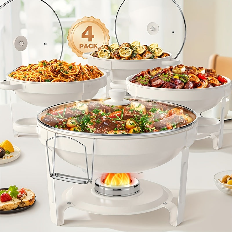 Chafing Dish 1/2/4pcs, [Game Changer Maifanite Coated] Chafing Dish [95% Pre-assembled] Buffet Offers Natural Elegance. 5-Quart (approx. 1.51gal) Food Warmer Suitable for Weddings, Birthdays, Church Events, Etc., Only for Cooking