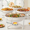 Chafing Dish 1/2/4pcs, [Game Changer Maifanite Coated] Chafing Dish [95% Pre-assembled] Buffet Offers Natural Elegance. 5-Quart (approx. 1.51gal) Food Warmer Suitable for Weddings, Birthdays, Church Events, Etc., Only for Cooking