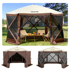 VEVOR Pop-Up Screen Gazebo Tent in 10 ft or 12 ft Sizes for Camping, Picnics and Backyard Gatherings