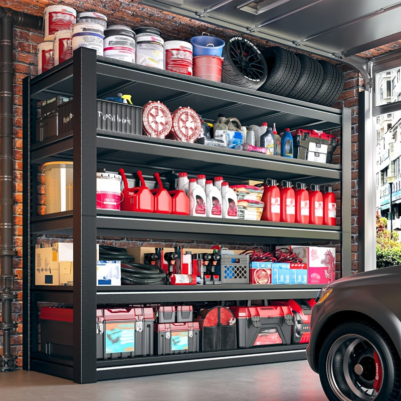 Commercial Adjustable Storage Rack, Maintenance Tool Rack, Easy Design, 510 Lbs Load Capacity Per Level, Free Height Adjustment Ready to Install, Basement, Garage, Warehouse Universal, Black, Standing Shelf, Standing Shelf