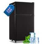WANAI Double Door Small Refrigerator with Freezer-On-Top, 3.5 Cubic Feet Mini Fridge with 7-Level Adjustable Thermostat for Office, Dorm, Bedroom, Home And Apartment