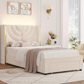 FULTRU Full/Queen/King Upholstered LED Bed Frame with 2 Storage Drawers, Velvet Platform Bed with Wingback Headboard, Solid Wooden Slats Support, No Box Spring Needed, Headboard Splicing Design, Halloween Home Decoration, Christmas Gifts