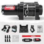 X-BULL New 12V DC 3000/5000/6000/13500Lb Electric Winch for Towing ATV/UTV, Boat, Off Road, Corded Control Recovery, Portable Synthetic Rope Electric Winch with Hawse Fairlead