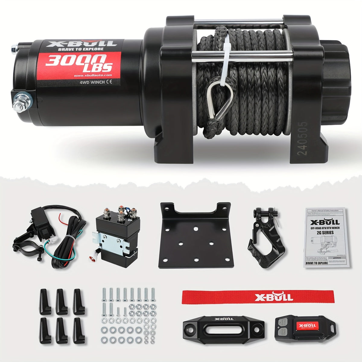 X-BULL New 12V DC 3000/5000/6000/13500Lb Electric Winch for Towing ATV/UTV, Boat, Off Road, Corded Control Recovery, Portable Synthetic Rope Electric Winch with Hawse Fairlead