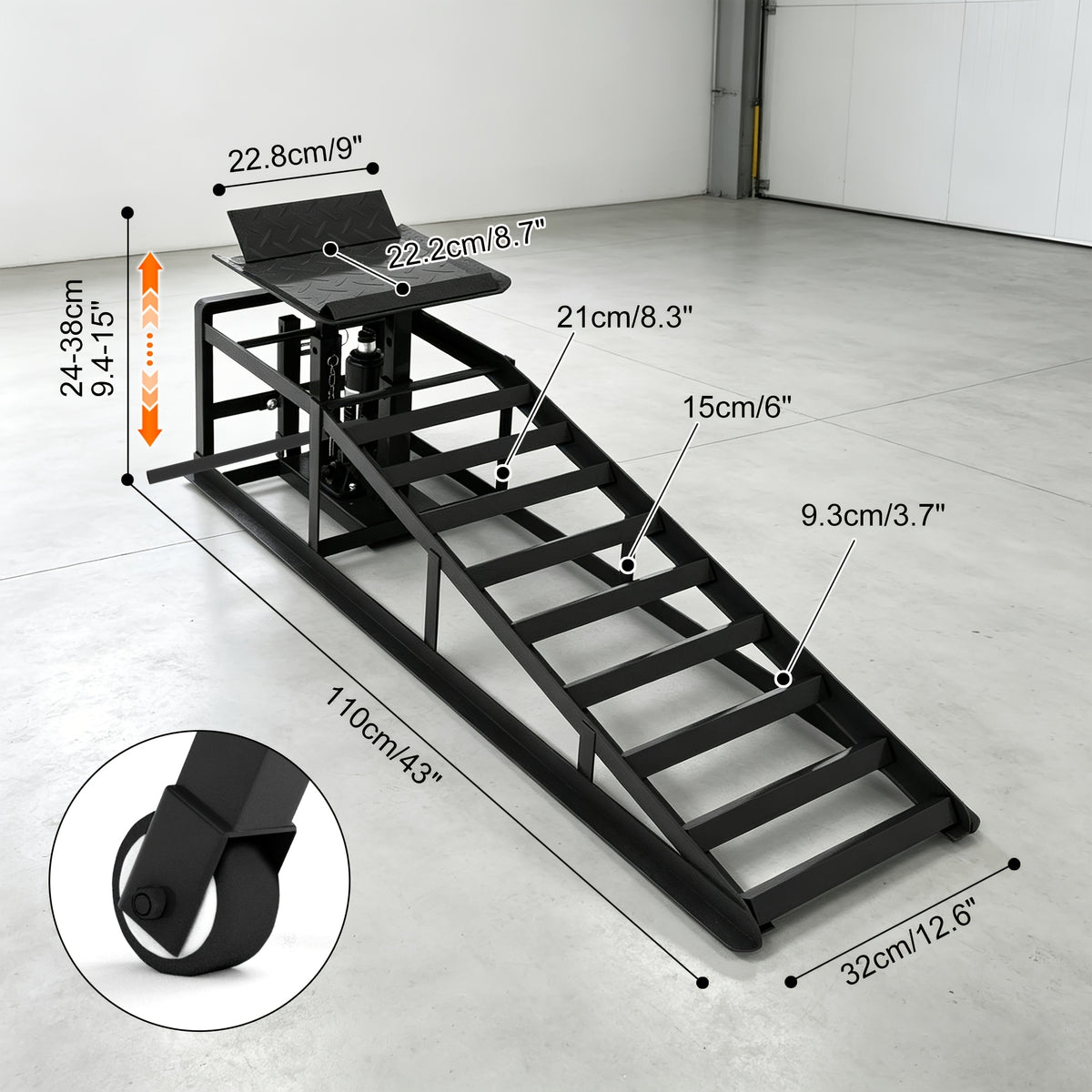 Car Ramps, 2pcs Hydraulic High-lift Service Vehicle Ramps, 5T (11050 Lbs), Car And Truck Wheel Ramps for Oil Change, with Supporting Crane, Suitable for DIY Shops And Car Beauty Shops