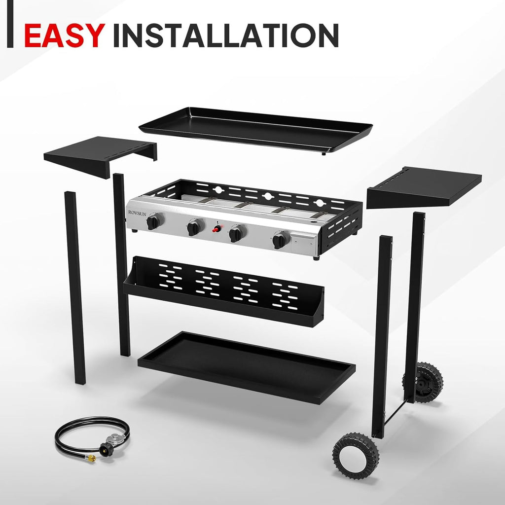 Portable Propane Griddle by MEFEIR — Four Adjustable Burners, 426-Square-Inch Cooktop and Piezo Ignition