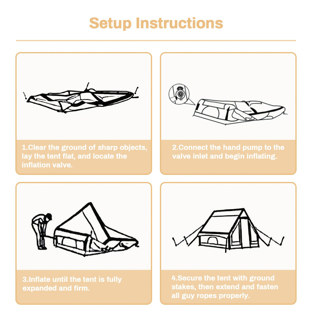 PAKICETUS Quick Setup Inflatable Camping Tent for 4-6 Person Family, Summer Glamping Inflatable House with Breathable Mesh And Quick Air-Flow, Suitable for All Seasons, Outdoor Camping, Hiking, And Backpacking