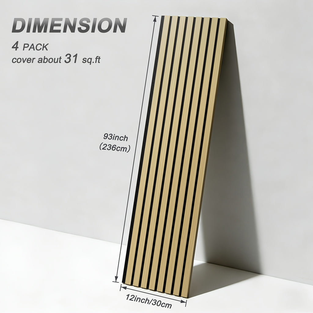 [Wall Panels Decor] 4-Pack 93" X 12" Wall Panels For Interior Wall Decor, Wood Panels For Wall And Ceiling, 3D Wood Slat Wall Panel/Fluted Sound-Absorbing Panel, With Screws