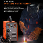 FEIFANKE 50A Plasma Cutter, 110V/220V, Non-Touch Pilot Arc, Non-High Frequency Blow-Back Start, 20mm Max Cut, Air Sensor, Digital Display, PT/2T/4T, Overheat Protection for Automotive Repair, Metal Fabrication, DIY