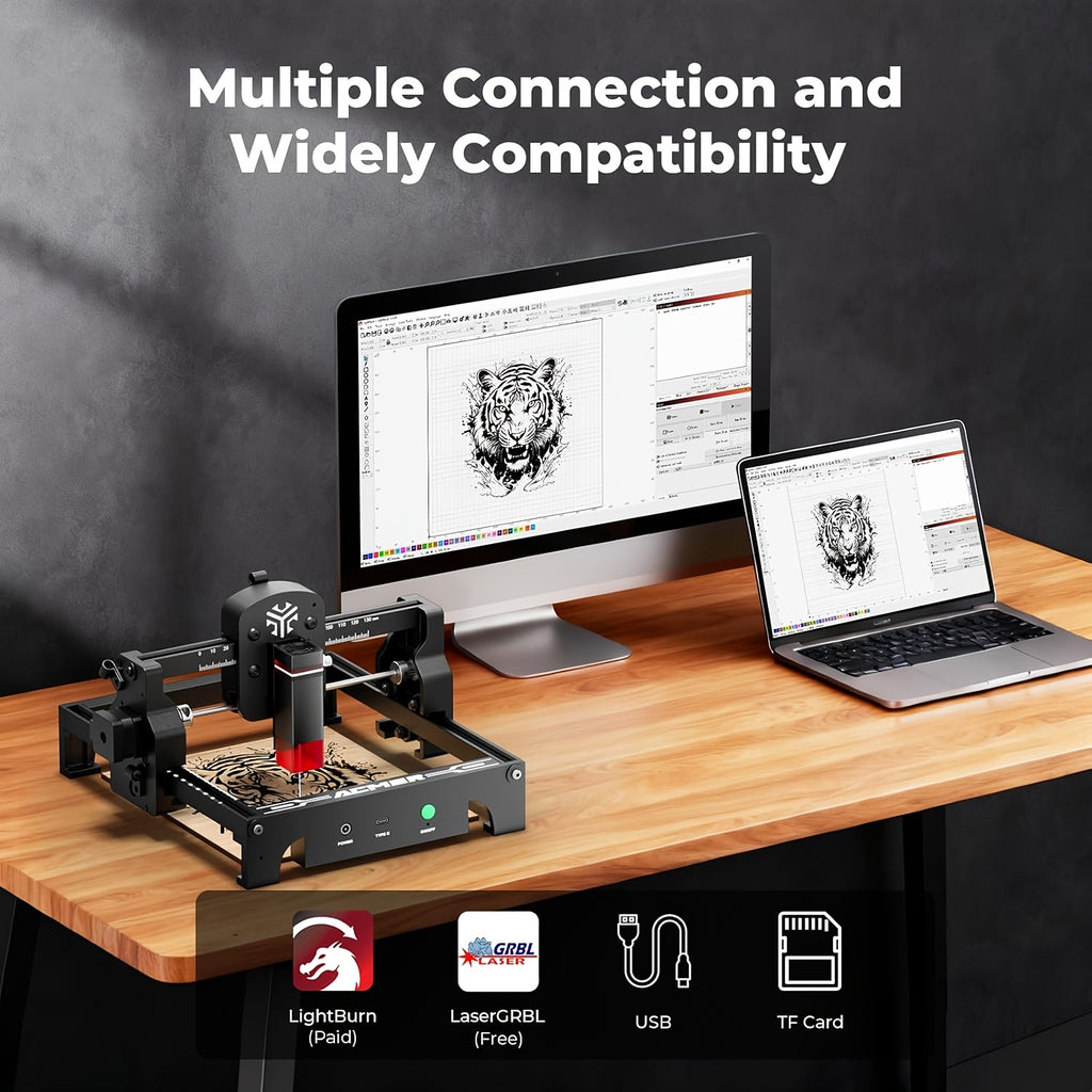 The ACMER S1 6000mW Laser Printer, Featuring Brand-new Text And Graphic Engraving Capabilities, Is The Ideal Tool for Creating Decorations And Mother's Day Gifts.
