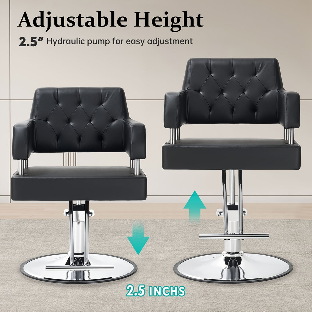 Barber Chair with Hydraulic Height Adjustment and 360-Degree Swivel for Salon Hair Styling and Spa Services