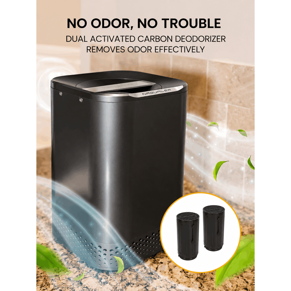 Smart Kitchen Electric Waste Composter, 2.5L Auto Food Cycler, Single Button, Grind Dry Kitchen Waste, 2X Drying- Electric Countertop Compost Bin (Stainless Steel)