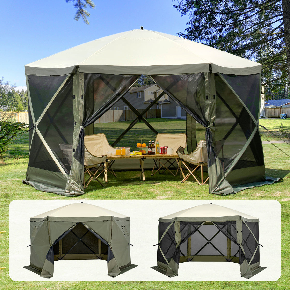 Pop-Up Screen Gazebo Tent by VEVOR, Removable Privacy Panels for Camping, Picnics and Backyard Gatherings