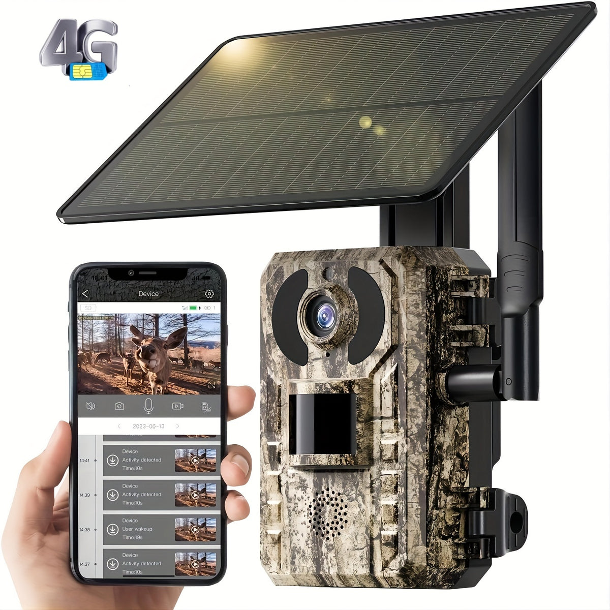 [4K Live Streaming] 4G LTE Cellular Trail Cameras With 4K Live Streaming, 3rd Generation Cellular Trail Camera With Live Streaming, Solar Powered Game Camera, Includes SIM Card, Remote App Access, Video Playback, Motion Activation And 0.2 Second Trigger T