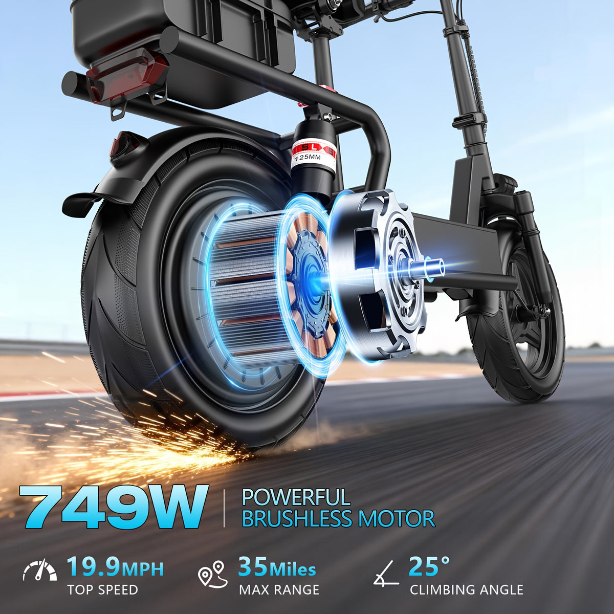 749W Powerful Motor Electric Scooter, 48V 18Ah Large Battery, 35 Miles Long Range, Detachable Rear Storage Box, Perfect for Commute Travel Shopping Campus