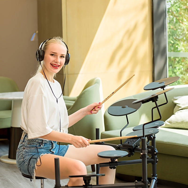 Affordable Electronic Drum Kit, Compact And Portable, Weighing Solely 19.84 LB. Comes with Headphones And Drumsticks Perfect As a Holiday Gift