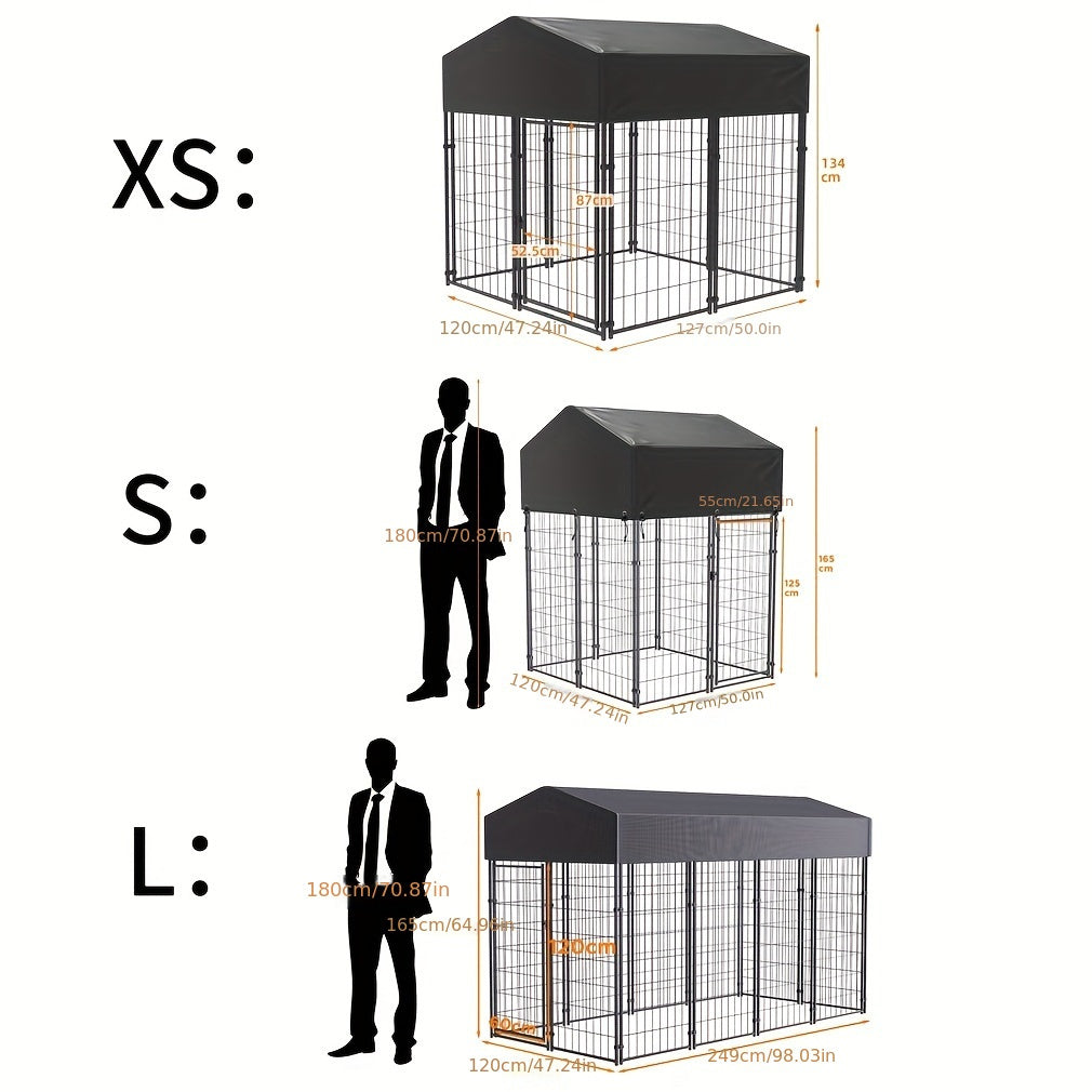 3 Size Metal Dog Kennel Large Outdoor Welded Wire Dog Kennel Pet Playpen Heavy Duty Dog Crate Cage