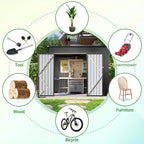 Outdoor Storage Shed, 4 x 8 Ft—Lockable Triple-Door Access and a Sloped Roof for Tools, Bikes and Patio Gear