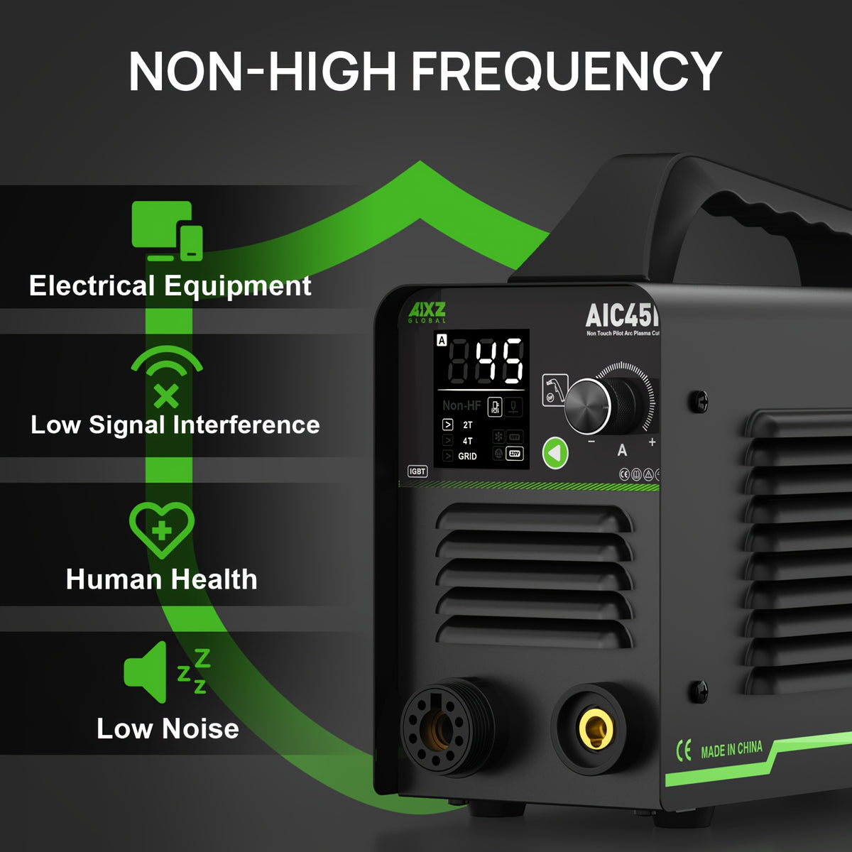(Each Accessory Is Sold Separately) The AIXZ AIC45II Plasma Cutter Features Non-contact And Non-high-frequency Arc Ignition. It Is A 110V Digital Display Portable Metal Cutting Machine with 2T/4T Functions. The Fourth Option "supplies" Refers