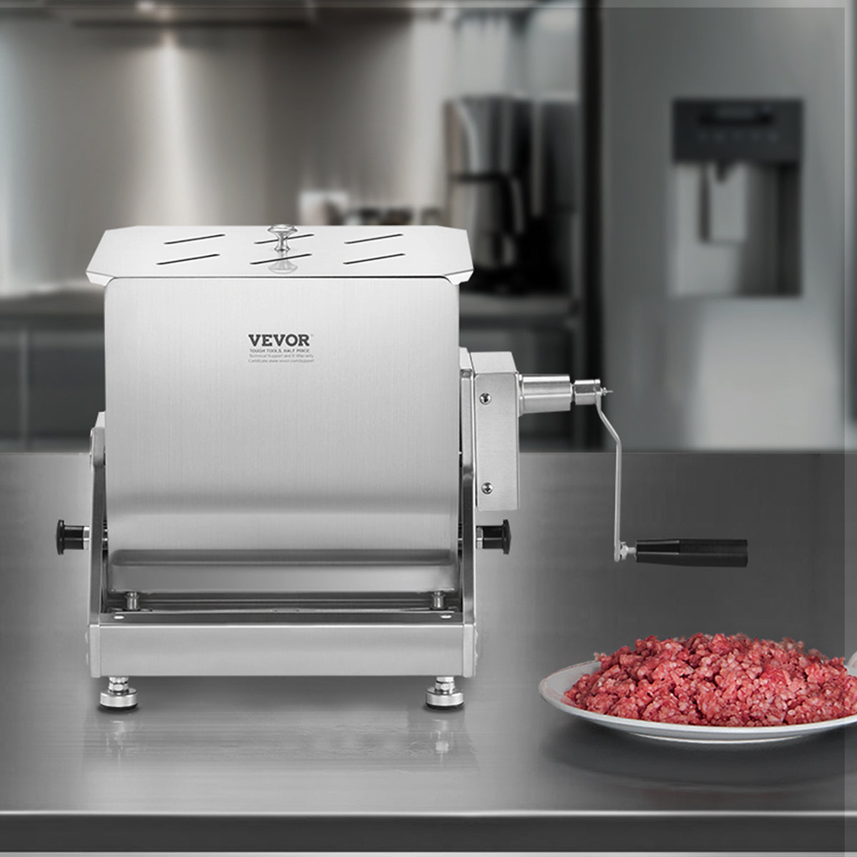 VEVOR Manual Meat Mixer 10L/20L/30L/40L Fixed Tank Mixing Max 60LB for Meat Sausage Mixer, Non-tiltable style/Tiltable style