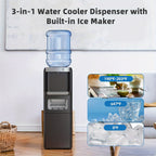Black, White 3-in-1 Water Dispenser with Ice Maker (33LBS/Day), Hot & Cold, Child Safety Lock, Touch Control, for 3-5 Gal Bottles, Home & Office.