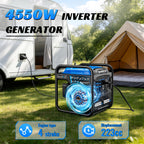 4550W Portable Inverter Generator, 3800W Rated, 223Cc 4-Stroke Gas Powered Engine, Pure Sine Wave for Sensitive Electronics, RV Ready with 30A Outlet, Home Backup, Camping, Emergency