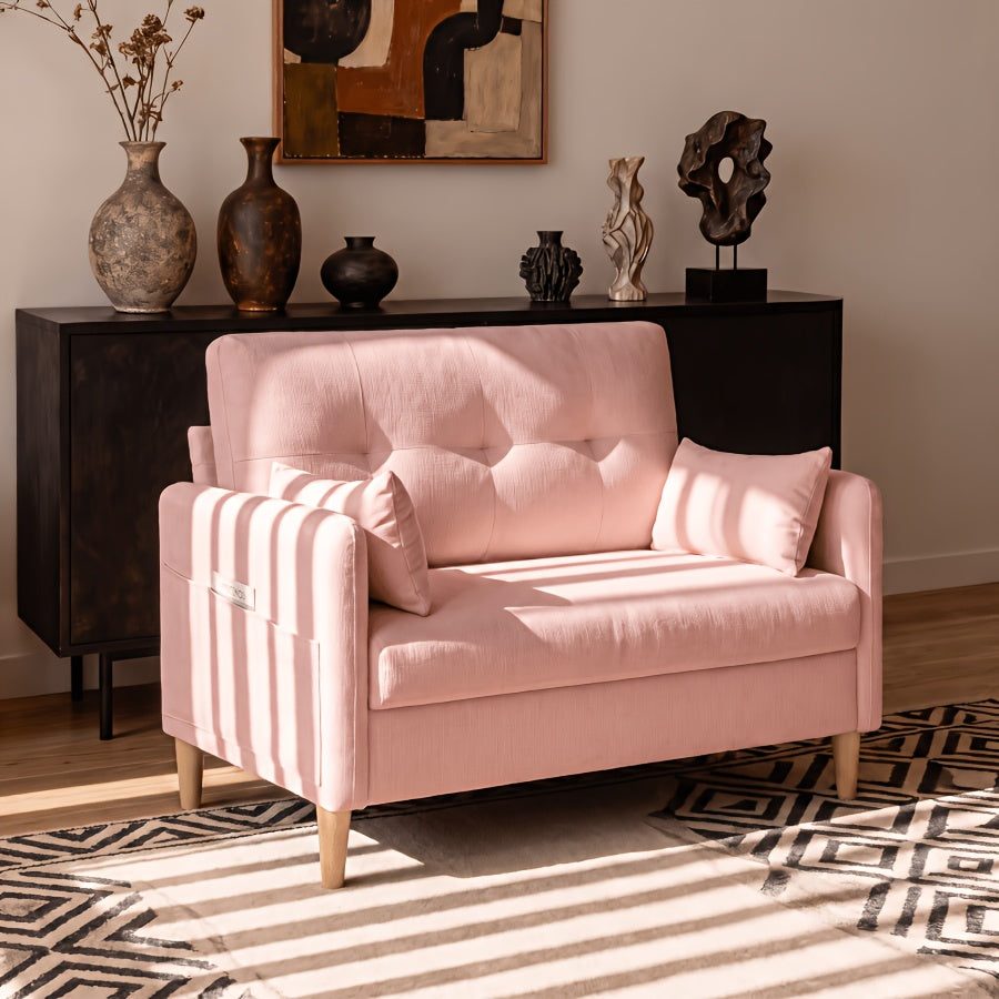 Loveseat Sofa, 47" Small Couch for Living Room, Comfy Chenille Fabric Love Seat for Bedroom Withthrow Pillow, Removable Cushion Cover, Couches for Small Space, Apartment, Dorm