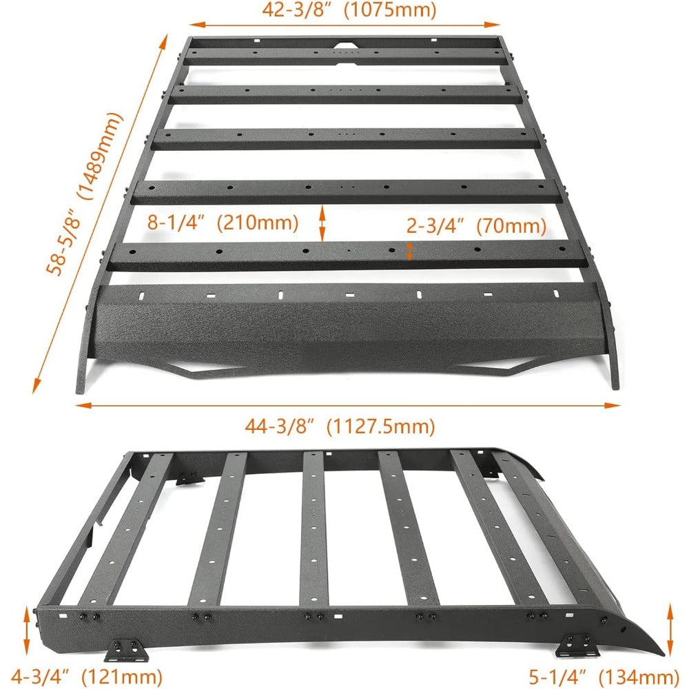 Steel Top Roof Rack, 350LB Capacity, Compatible with 2005-2023 for Toyota Tacoma 2nd & 3rd Gen Double Cab Models, Powder Coated Basket Luggage Cargo Carrier (W/O Light)
