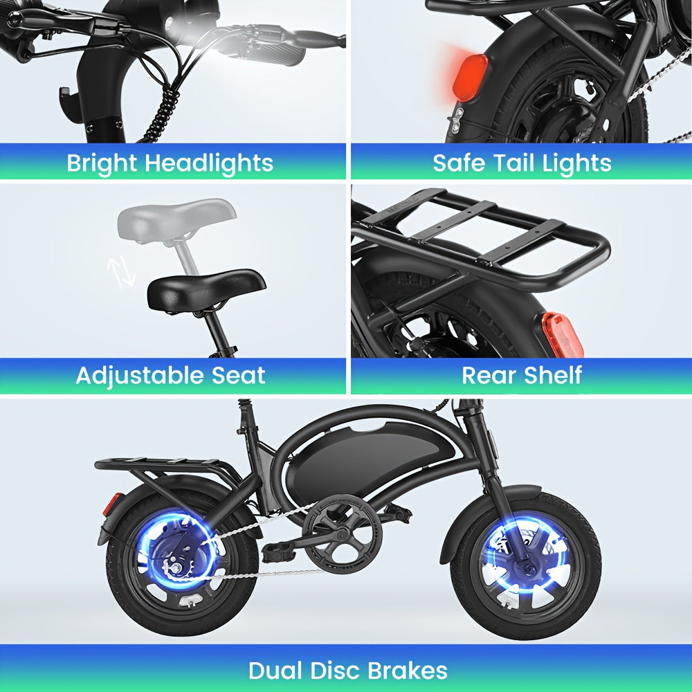 Ebikes for Adults, 500W Lightweight Folding Electric Bike for Adults, 19.9MPH 25Mile Long Range Commuter Electric Bicycle, 36V 7.8AH Removable Battery E Bike, Multi-Shock, Longdistance Riding, Durable Frame, Powerful Ebike, Daily Commuter Bike