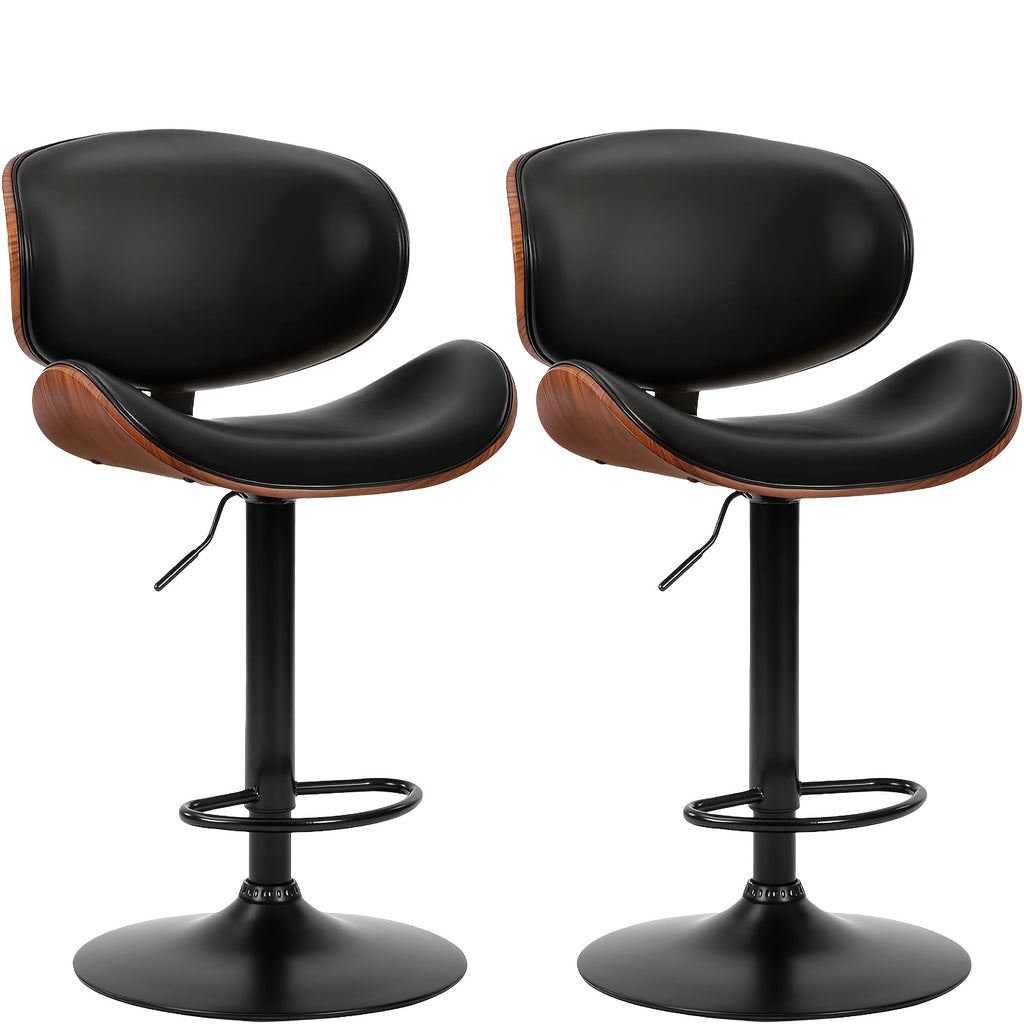 2pcs Or 4pcs for Bar Stool Set with Adjustable Height, PU Leather Seat Cushion, Ergonomic Backrest, Footrest, And Non-Slip Rubber Base, Perfect for Bars And Home Kitchen Islands