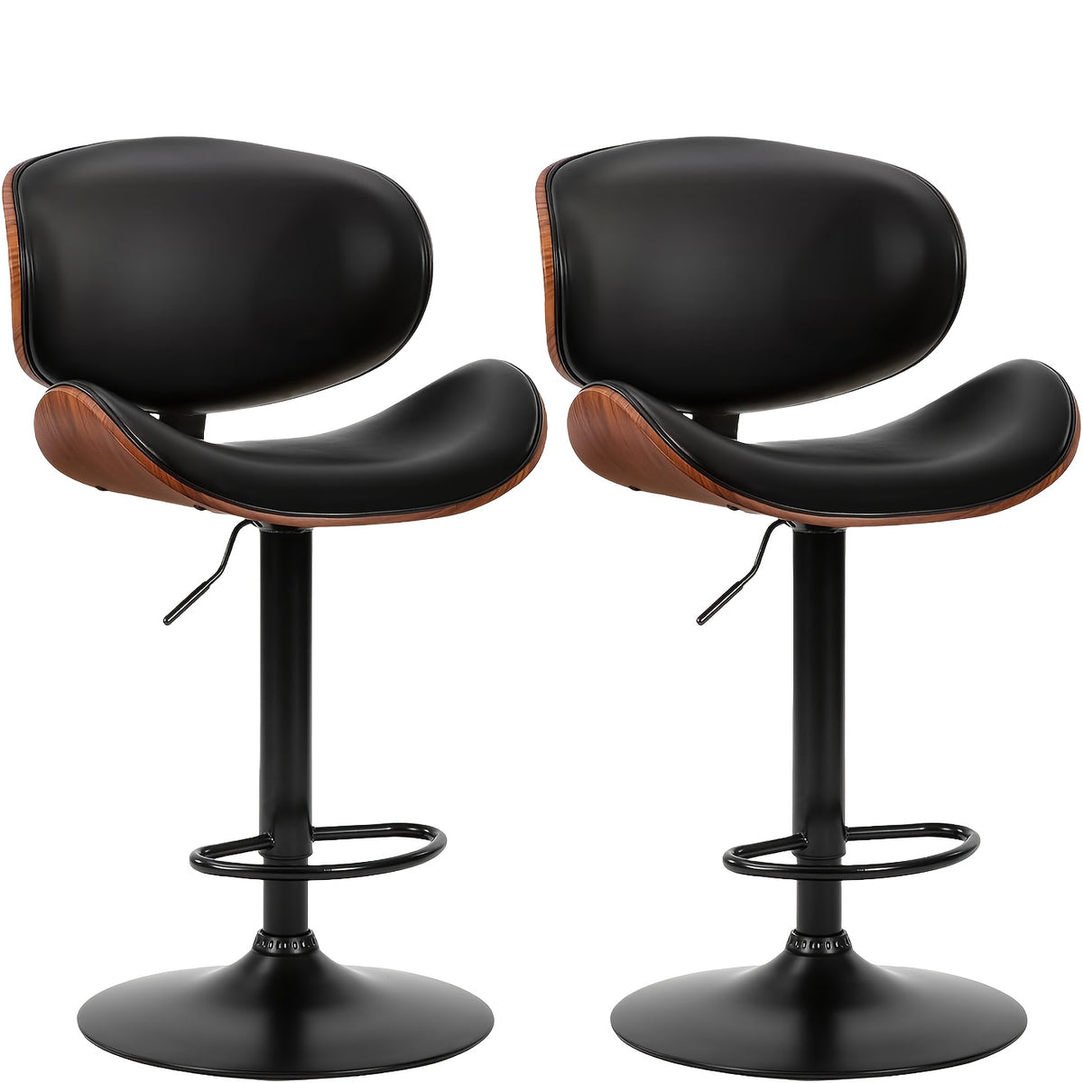 2pcs Or 4pcs for Bar Stool Set with Adjustable Height, PU Leather Seat Cushion, Ergonomic Backrest, Footrest, And Non-Slip Rubber Base, Perfect for Bars And Home Kitchen Islands