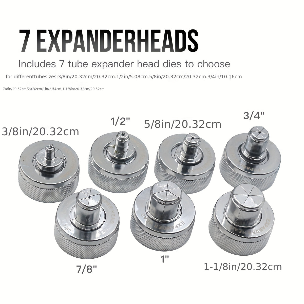 [Hydraulic Swaging Tool] Tube Expander Hydraulic Swaging & Expanding Tool Kit, 3/8" to 1-1/8" Range, Includes 7 Interchangeable Heads