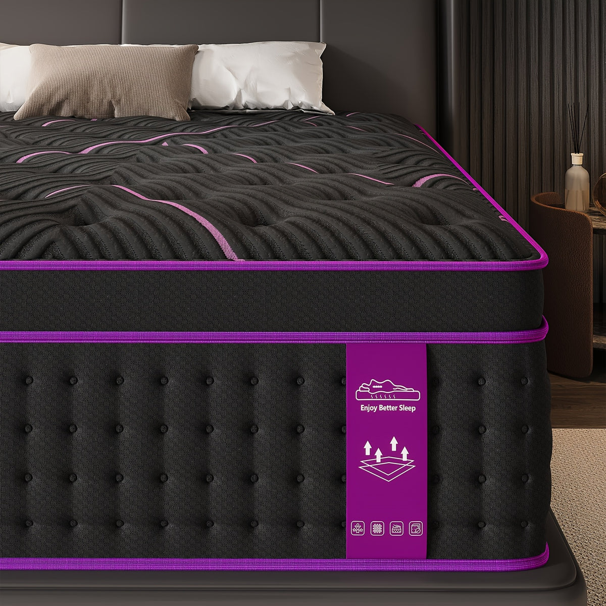 12/14 Inch Memory Foam Mattress Hybrid Pocket Spring Twin Full Queen King Bed Mattress in A Box, Euro Top Medium Firm for Back & Lumbar Support, Individual Pocket Spring Bed for Motion Isolation & Fiberglass Free