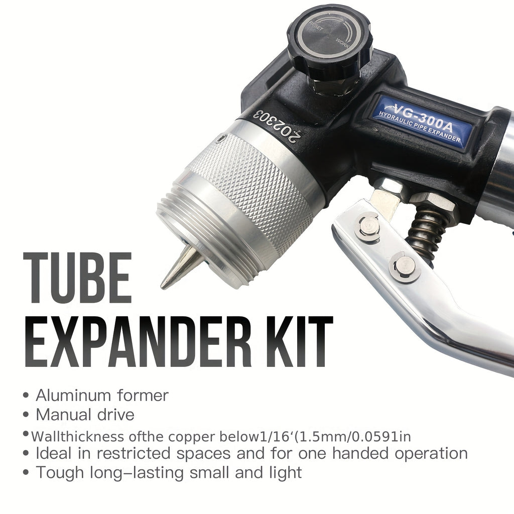 [Hydraulic Swaging Tool] Tube Expander Hydraulic Swaging & Expanding Tool Kit, 3/8" to 1-1/8" Range, Includes 7 Interchangeable Heads