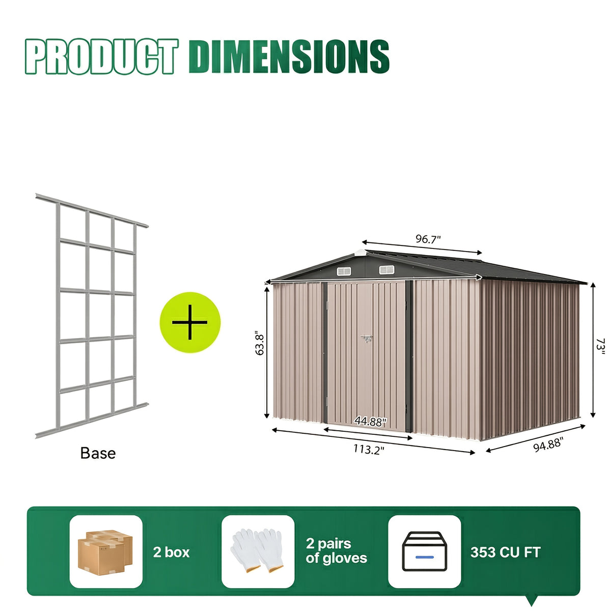 UMORLYRAE Outdoor Metal Storage Shed 6x4/8x6ft/10x8ft/10x12ft Garden Tool Shed Heavy Duty Utility Storage House with Optional Foundation for Backyard Patio Brown