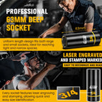 [60pcs Socket Set] BOEN 60pcs 3/8" Drive Impact Socket Set, 6-Point Sockets, Metric 6-22Mm & SAE 5/16"-3/4", Shallow & Deep Sockets, Ratchet Wrench Included, 7pcs 10Mm Sockets with Yellow Embossed Marking for Automotive Repair
