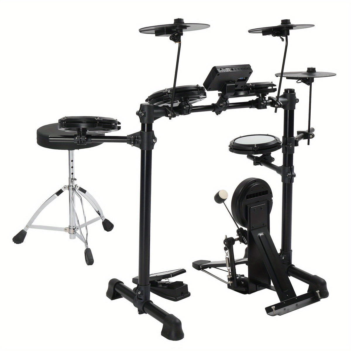 [Portable Electric Drum Kit] Glarry Electric Drum Set With Quiet Mesh Pads & Cymbals - 150-Sound Drum Module, Headphones/Drumsticks Included Suitable For Beginners, Portable Electric Drum Kit For Practice, Birthday Gift For &, No Box/