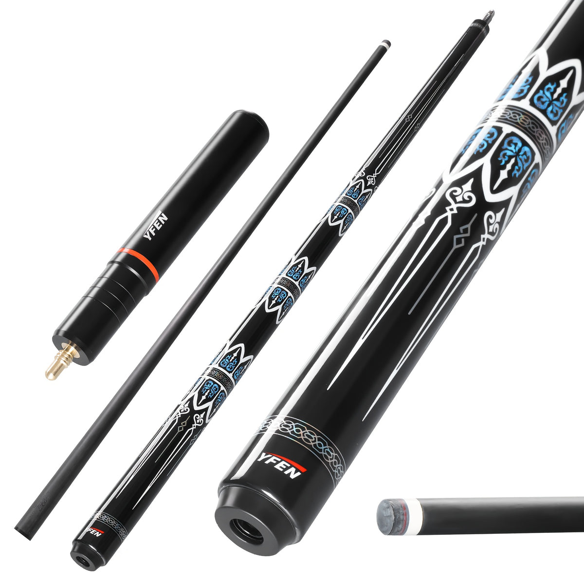 YFEN Carbon Fiber Pool Cue Stick - Professional Billiard Cue with Low Deflection 12.5mm Tip, Pro-Taper Shaft & Canadian Maple Butt, Cue for Competitive Play (//) - Extension Compatible Pool Cues for Pros &