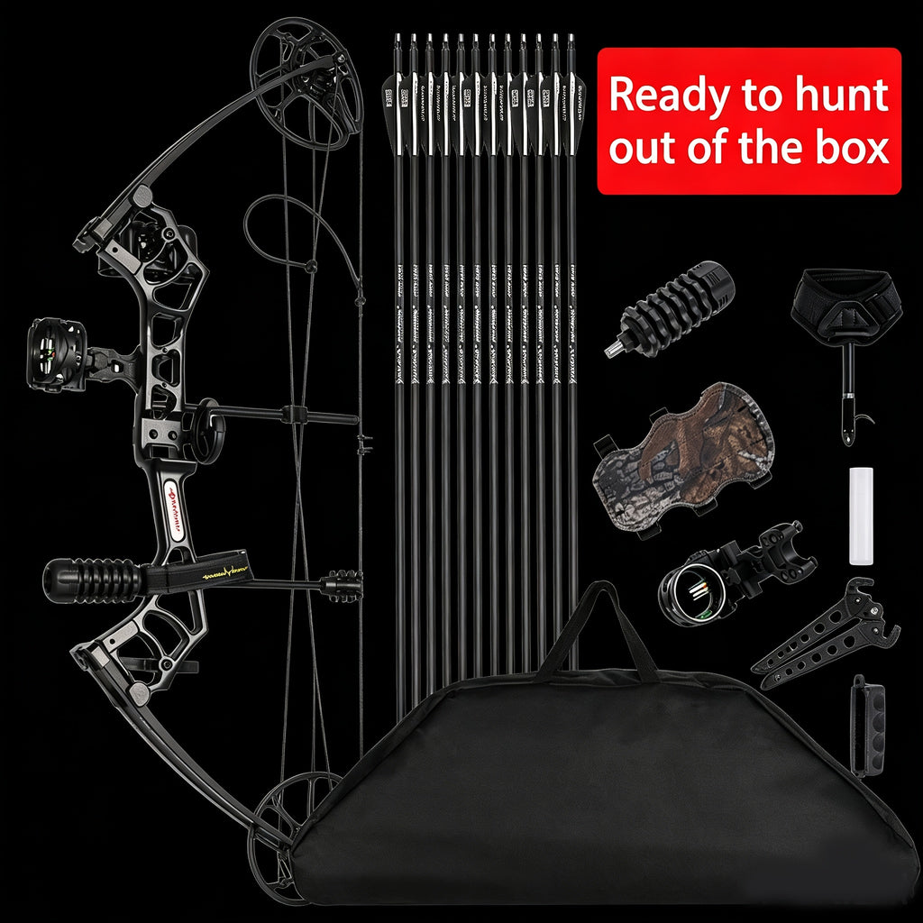 PANDARUS Archery Compound Bow And Archery Sets - Right Hand Archery Compound Bows 10-60Lbs Draw Weight Adjustable for Adults And Beginners, 25"-31" Draw Length, Up to IBO 320 Fps, Archery Hunting Bow Set