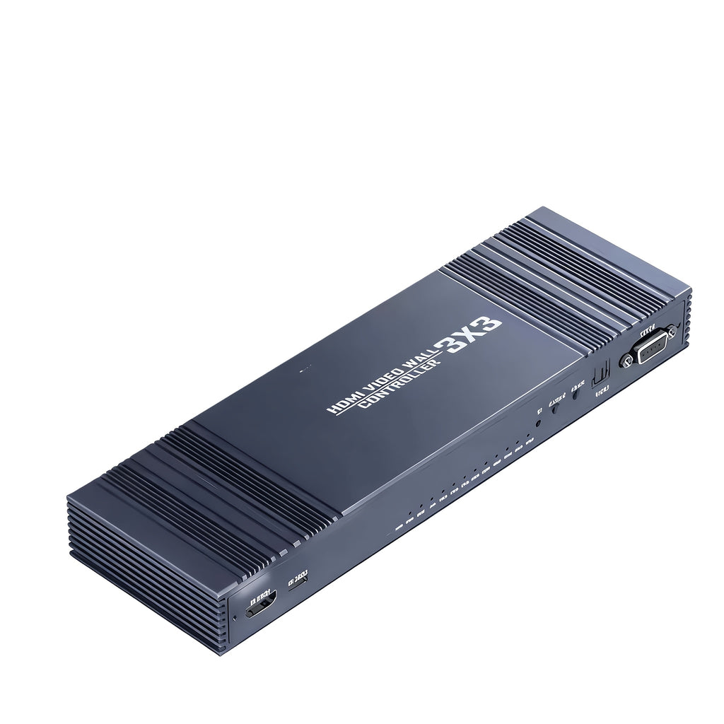 3x3 HDTV Video Wall Controller, 4K@30Hz Input 1080P@60Hz 9 HDTV Output TV Splicer | 17 Display Modes, 90°/180°/270° Rotation, Bezel Fusion, SPDIF 5.1CH Audio Extractor, Plug & Play With IR Remote For Advertising Screen, Home Theate